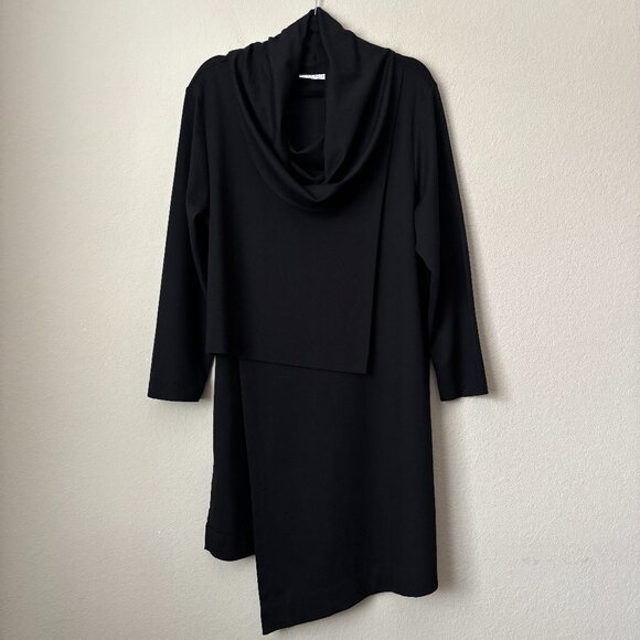 bryn Walker Tops - Bryn Walker Pita Modal Ponte Cowl Neck Long Sleeve Asymmetrical Front Peak Tunic